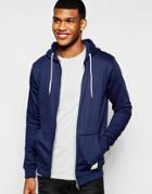 Blend Zip Thru Hoodie Core In Navy - Navy