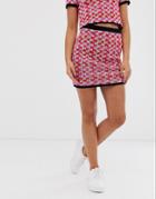Asos Design Two-piece Check Tweed Mini Skirt-red
