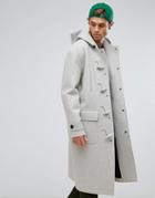 Asos Wool Mix Oversized Duffle Coat In Gray Marl - Gray