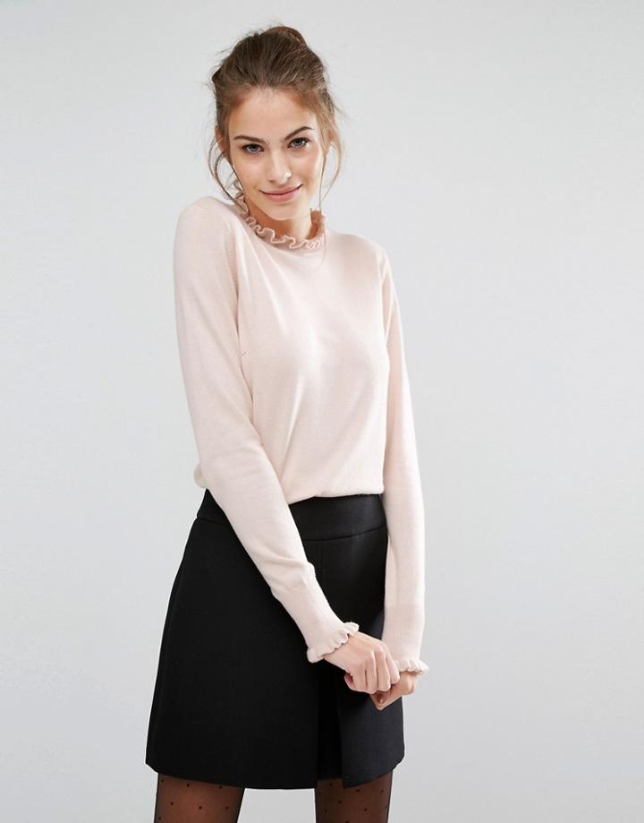 Oasis Frill Neck Sweater - Pink