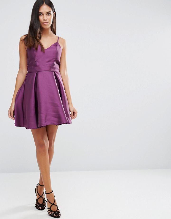 Ax Paris Structured Cami Skater Dress - Purple