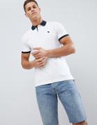 Abercrombie & Fitch Contrast Collar & Cuff Pique Polo Stretch Slim Fit In White/navy - White