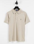 Polo Ralph Lauren Multi Player Logo Pima Jersey Polo In Tuscan Beige Heather-white