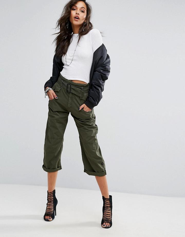 G-star Cropped Skater Chino With Tie Belt - Green