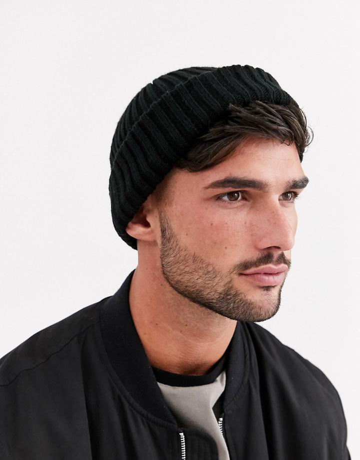 River Island Docker Beanie In Black