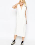 Asos White Shirt Dress With Side Button Detail - Cream