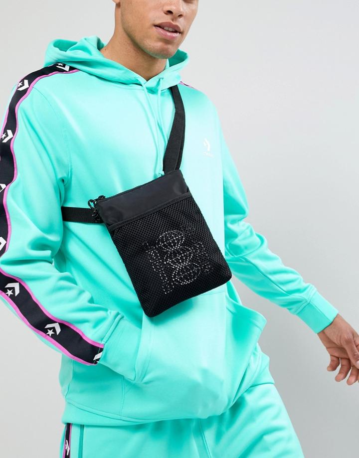 Asos Design Flight Bag With Mesh And Print In Black - Black