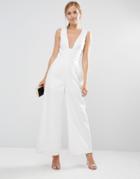 Keepsake Shake Up Plunge Front Jumpsuit - White