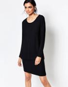 Ganni Layered Long Sleeve Black Dress - Black