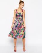 Asos Digital Bloom Print Soft Midi Dress