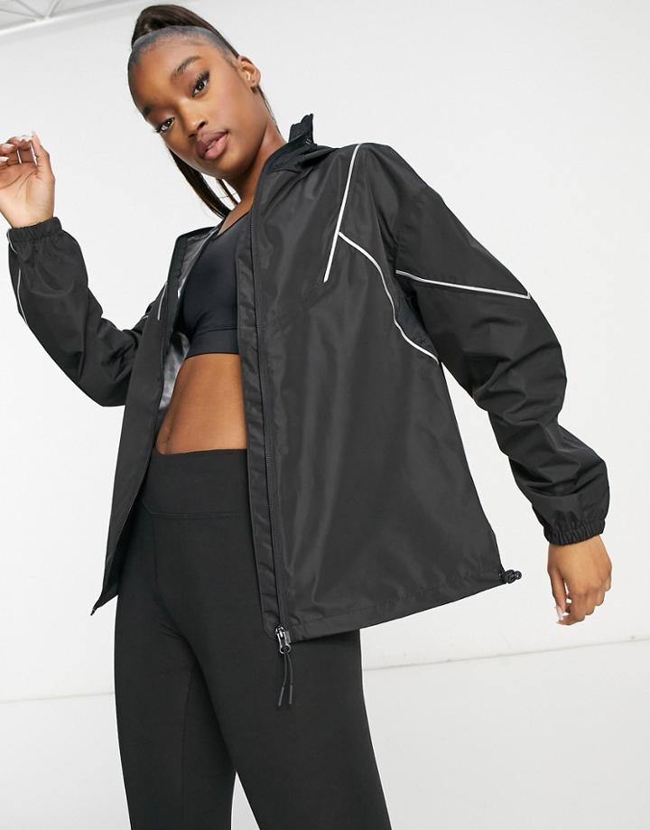 Asos 4505 Water Resistant Running Jacket With Mouth Cover-black