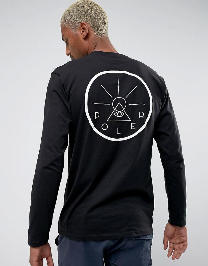 Poler Long Sleeve T-shirt With Golden Circle Back Print - Black