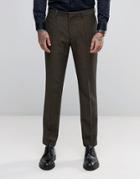Asos Slim Suit Pants In Herringbone - Brown
