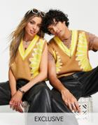 Reclaimed Vintage Inspired Unisex Sweater Vest In Sunflower-neutral