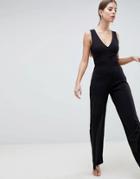 Ax Paris V Neck Jumpsuit - Black