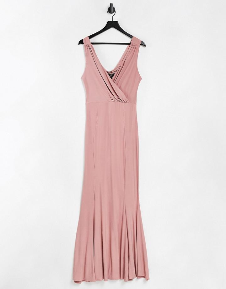 Lipsy Plunge Maxi Dress With Pink
