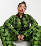 Asos Design Curve Knitted Cardigan In Optical Jacquard - Part Of A Set-multi