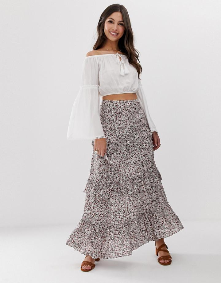 Y.a.s Festival Ditsy Floral Ruffle Maxi Skirt - Multi