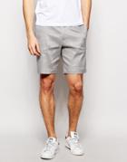 Asos Slim Smart Shorts In Linen Mix - Gray
