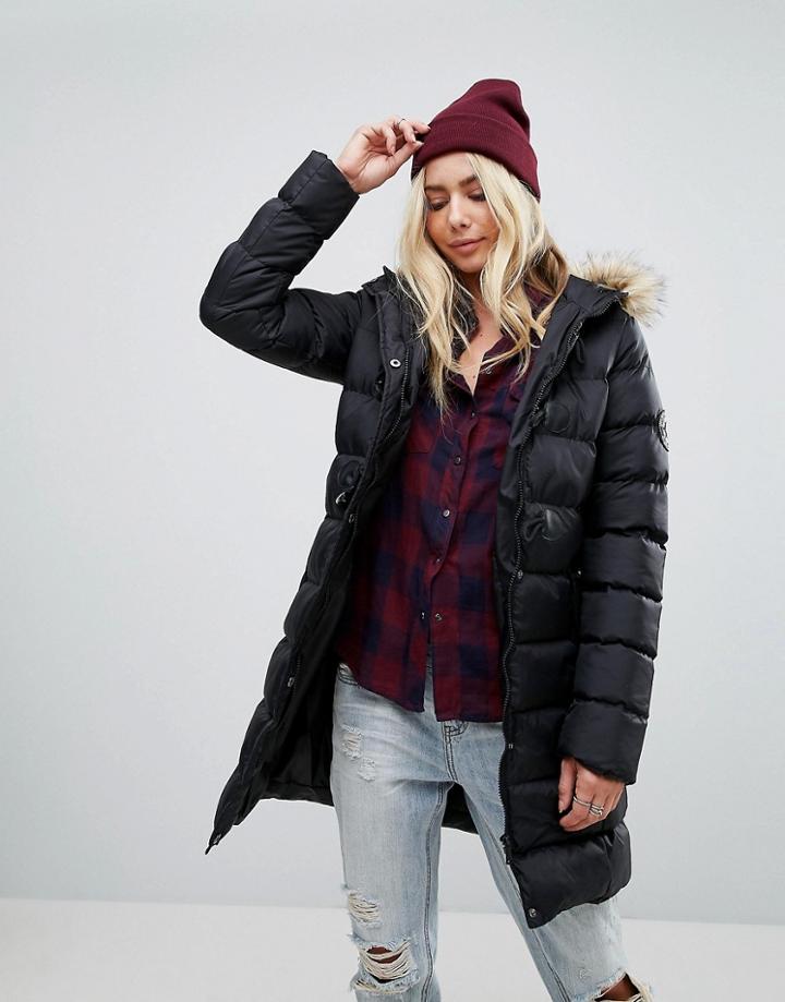 Brave Soul Mid Padded Coat - Black