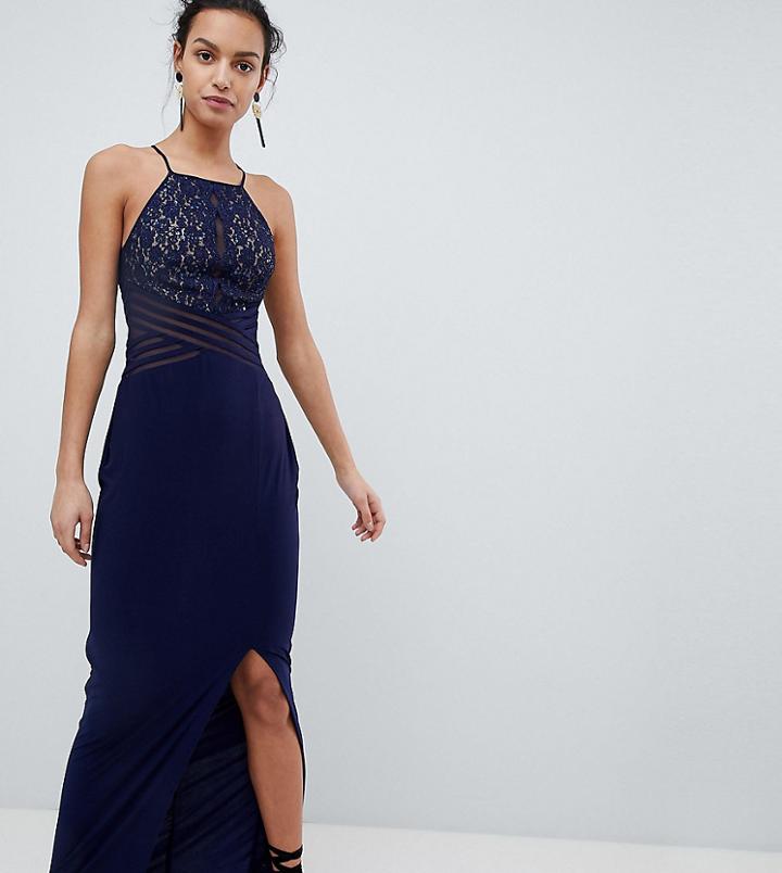 Coast Adeline Maxi Dress With Mesh Bust - Navy