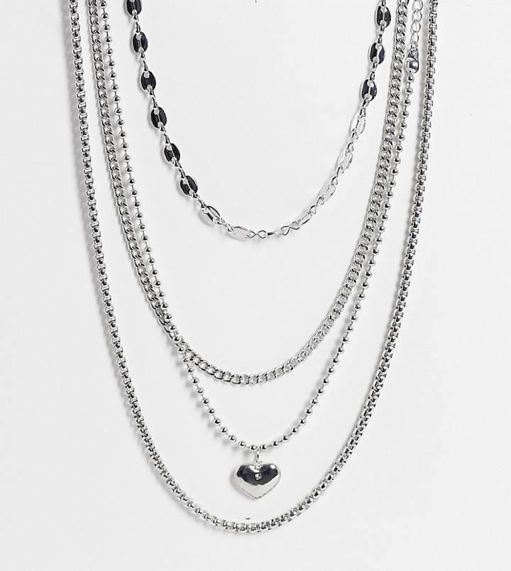 Reclaimed Vintage Inspired Ultimate Scenester Multirow Necklace With Y2k Charms In Silver