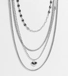 Reclaimed Vintage Inspired Ultimate Scenester Multirow Necklace With Y2k Charms In Silver