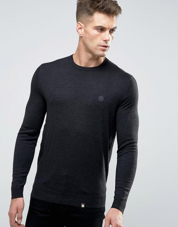 Pretty Green Sweater With Crew Neck In Slim Fit Gray - Gray
