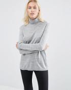 Selected Costa Long Sleeve Rollneck Sweater In Gray - Gray
