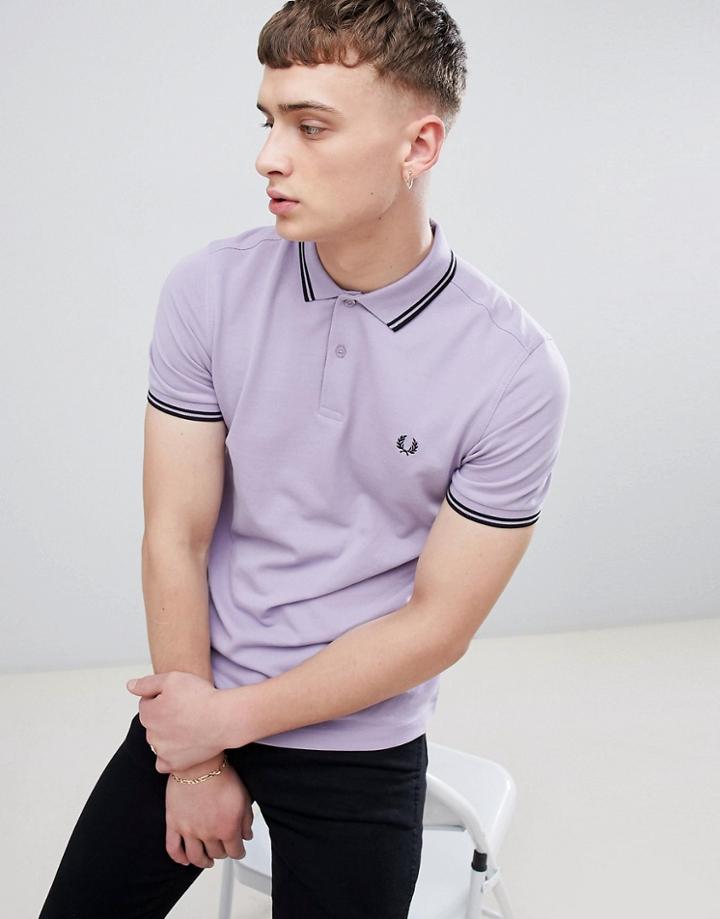 Fred Perry Twin Tipped Polo In Lilac - Purple