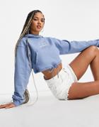 The Couture Club Cropped Coordinating Hoodie In Blue-blues