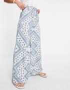 Influence Wide Leg Pants In Blue And White-blues