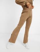 Asos Design Lounge Set Knitted Wide Leg Pants In Brown