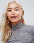 Ashiana Statement Earrings With Pom Pom Detail - Gold