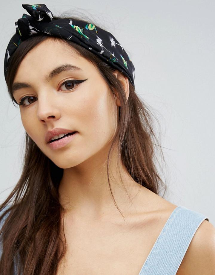 Asos Bird Print Wire Turban - Black