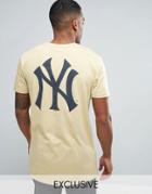 Majestic New York Yankees Longline T-shirt Exclusive To Asos - Stone