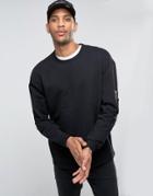 Asos Oversized Sweatshirt With Ma1 Pocket In Black - Black