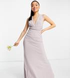 Tfnc Petite Bridesmaid Multiway Maxi Dress In Light Gray-grey