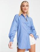 Influence Poplin Shirt In Blue Stripe