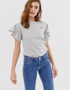Pepe Jeans Antonia Fluted Sleeve T-shirt - Gray