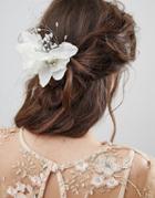 Asos Design Bridal Crystal And Bead Floral Hair Corsage - Cream