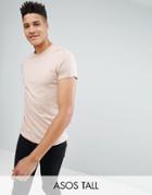 Asos Tall Crew Neck T-shirt With Roll Sleeve In Beige - Beige
