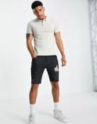 New Look Muscle Fit Jersey Polo In Stone-neutral