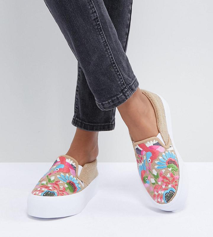Asos Design Dana Embroidered Sneakers - Multi