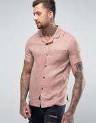 Religion Short Sleeve Shirt In Silky Fabric - Pink