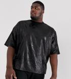 Asos Design Plus Oversized T-shirt With Half Sleeve In Animal Skin In Black - Black
