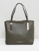 Ted Baker Statement Letters Soft Leather Shopper Tote Bag - Green