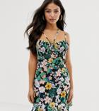 Fashion Union Petite Mini Dress With Structured Bralette In Floral - Multi