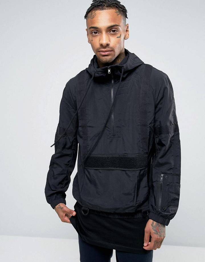 Religion Over Head Jacket With Webbing Detail - Black