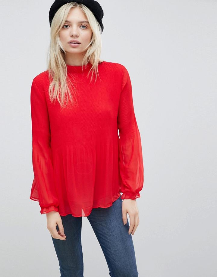 B.young High Neck Blouse - Red